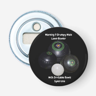 Funny Grumpy Male Lawn Bowler, Bottle Opener