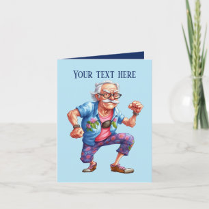 funny grumpy old man add message  card