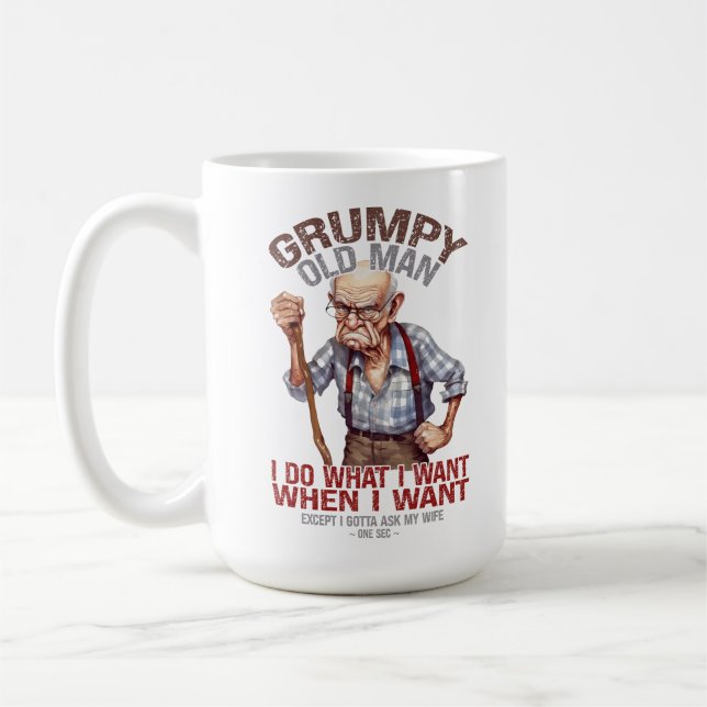 Funny Grumpy Old Man Coffee Mug (Left)