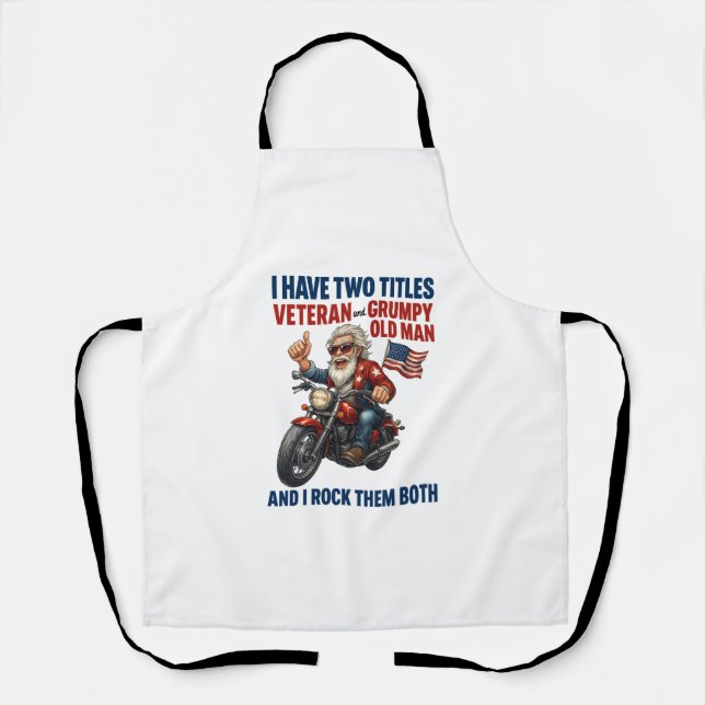 Funny Grumpy Old Man Veteran Motorcycle Apron (Front)