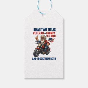 Funny Grumpy Old Man Veteran Motorcycle Gift Tags