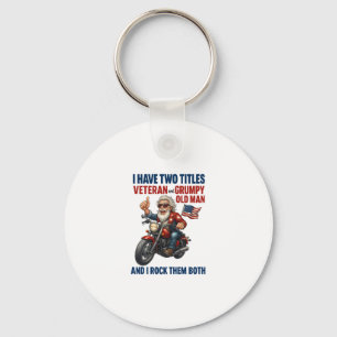 Funny Grumpy Old Man Veteran Motorcycle Keychain
