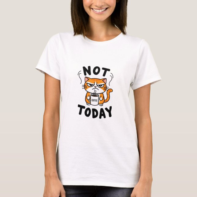 Funny Grumpy Orange and White Tabby Cat  T-Shirt (Front)