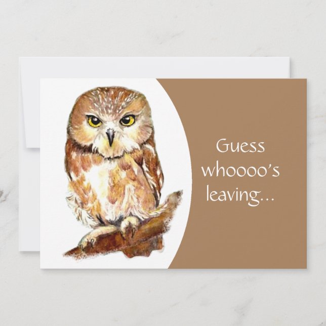 Funny Grumpy Owl Farewell Party Invitation (Front)