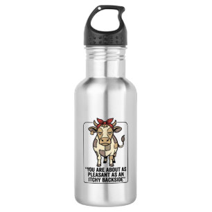 Funny Grumpy Patchwork Cow Vintage T-Shirt Design_ 532 Ml Water Bottle