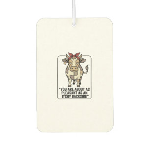 Funny Grumpy Patchwork Cow Vintage T-Shirt Design_ Air Freshener