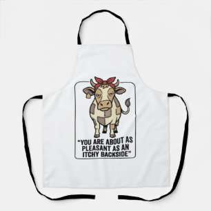 Funny Grumpy Patchwork Cow Vintage T-Shirt Design_ Apron