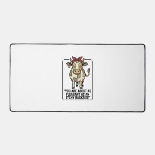 Funny Grumpy Patchwork Cow Vintage T-Shirt Design_ Desk Mat
