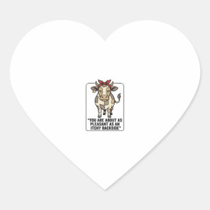 Funny Grumpy Patchwork Cow Vintage T-Shirt Design_ Heart Sticker