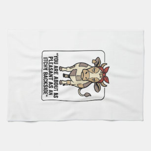 Funny Grumpy Patchwork Cow Vintage T-Shirt Design_ Kitchen Towel