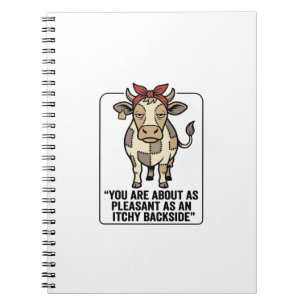 Funny Grumpy Patchwork Cow Vintage T-Shirt Design_ Notebook