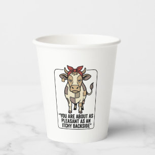 Funny Grumpy Patchwork Cow Vintage T-Shirt Design_ Paper Cups