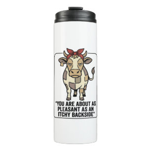 Funny Grumpy Patchwork Cow Vintage T-Shirt Design_ Thermal Tumbler