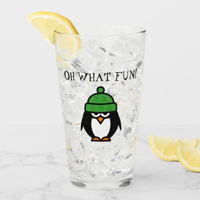 Funny grumpy penguin Christmas cartoon custom Glass (Front Ice)