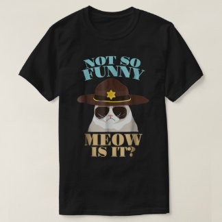Funny Grumpy Police Cat Design T-Shirt