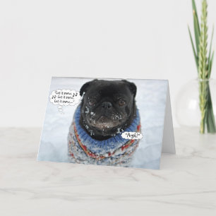 Funny Grumpy Pug Christmas Card