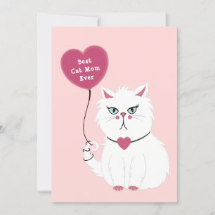 Funny Grumpy White Chat Carte de la Fête des Mères