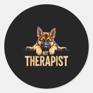 Funny Gsd Shep Puppy My Therast German Shepherd Do Classic Round Sticker