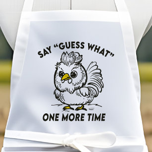Funny Guess What Chicken Butt Angry Rooster Doodle Long Apron