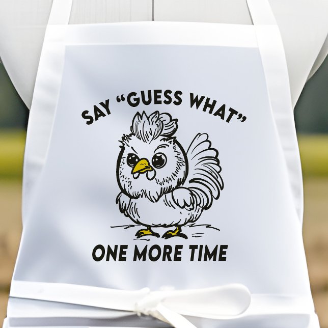 Funny Guess What Chicken Butt Angry Rooster Doodle Long Apron (Guess what? Chicken butt!)