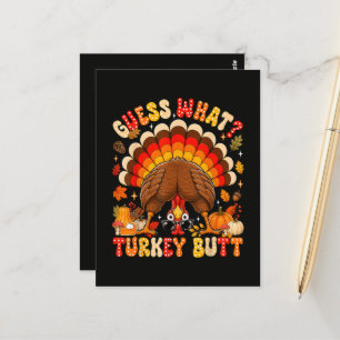 Funny Guess What Turkey Butt Thanksgiving Postcard