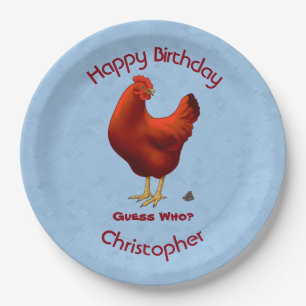 Funny Guess Who Chicken Poo Red Hen Paper Plate