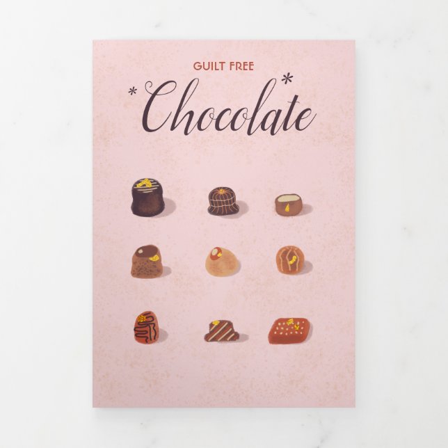 Funny Guilt Free Chocolate Pralines Humour Birthda Tri-Fold Card (Cover)