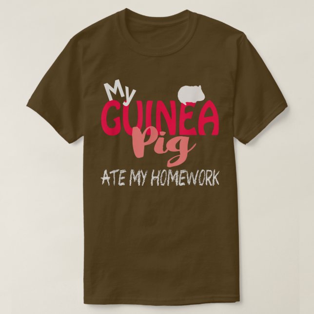 FUNNY GUINEA PIG ATE HOMEWORK  School Student Coll T-Shirt (Design Front)