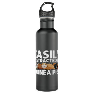 Funny Guinea Pig Cavy Work Hard Better Life Animal 710 Ml Water Bottle