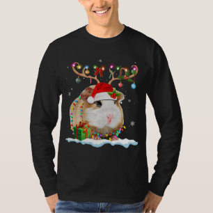 Funny Guinea Pig Christmas Reindeer Christmas Ligh T-Shirt