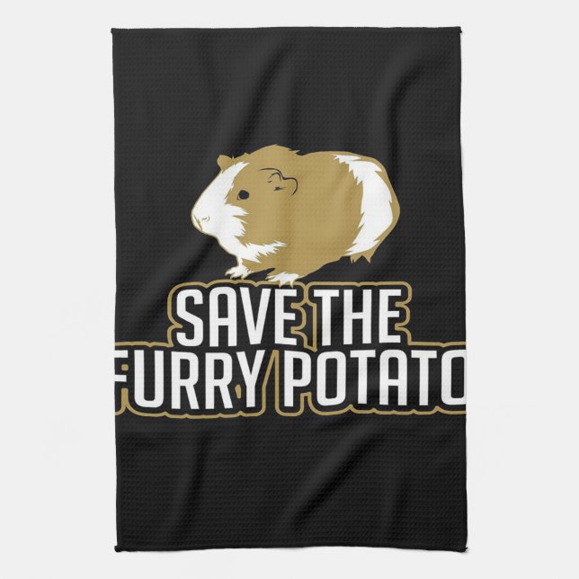 Funny Guinea Pig Lovers | Save The Furry Potato Kitchen Towel (Vertical)