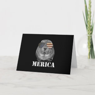 Funny Guinea Pig Merica Patriotic Usa Flag Glasses Card