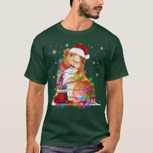 Funny Guinea Pig Tree Christmas Lights Xmas Pajama T-Shirt