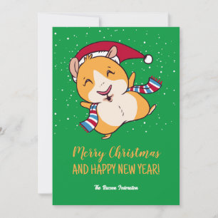 Funny Guinea Pig Winter Holiday Merry Christmas Card