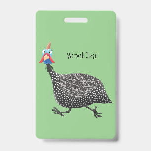 Funny Guineafowl bird cartoon illustration Badge