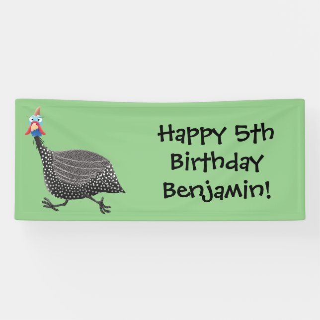 Funny Guineafowl bird cartoon illustration Banner (Horizontal)