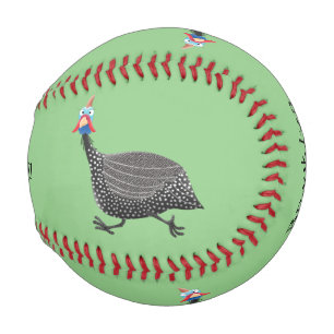Funny Guineafowl bird cartoon illustration Baseball