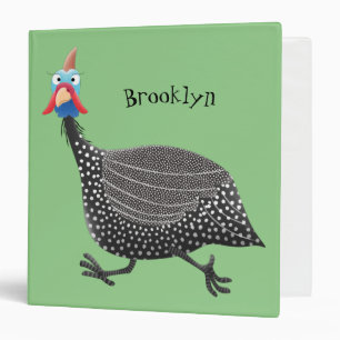 Funny Guineafowl bird cartoon illustration Binder