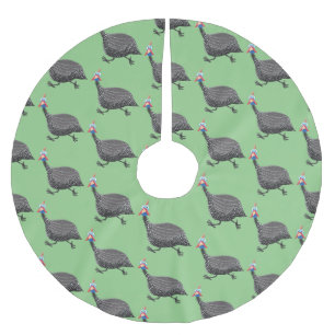 Funny Guineafowl bird cartoon illustration Brushed Polyester Tree Skirt