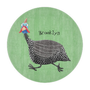 Funny Guineafowl bird cartoon illustration  Cutting Board