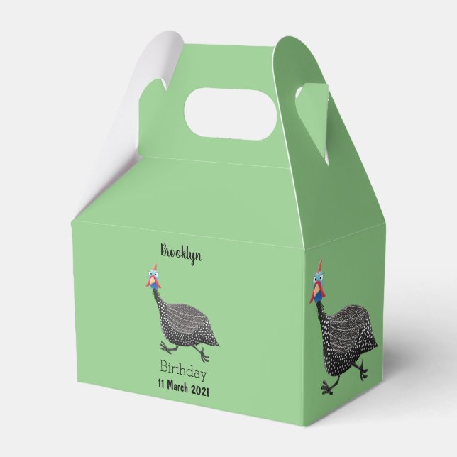 Funny Guineafowl bird cartoon illustration Favor Box (Front Side)