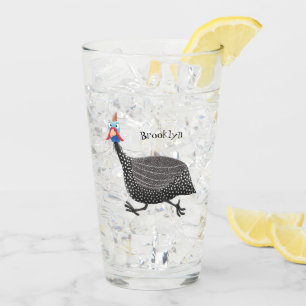 Funny Guineafowl bird cartoon illustration Glass