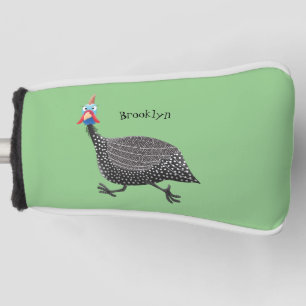 Funny Guineafowl bird cartoon illustration Golf Head Cover