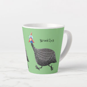 Funny Guineafowl bird cartoon illustration  Latte Mug