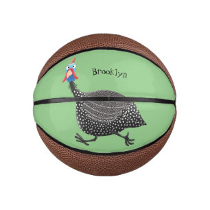 Funny Guineafowl bird cartoon illustration Mini Basketball