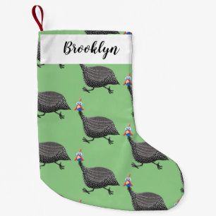 Funny Guineafowl bird cartoon illustration Small Christmas Stocking