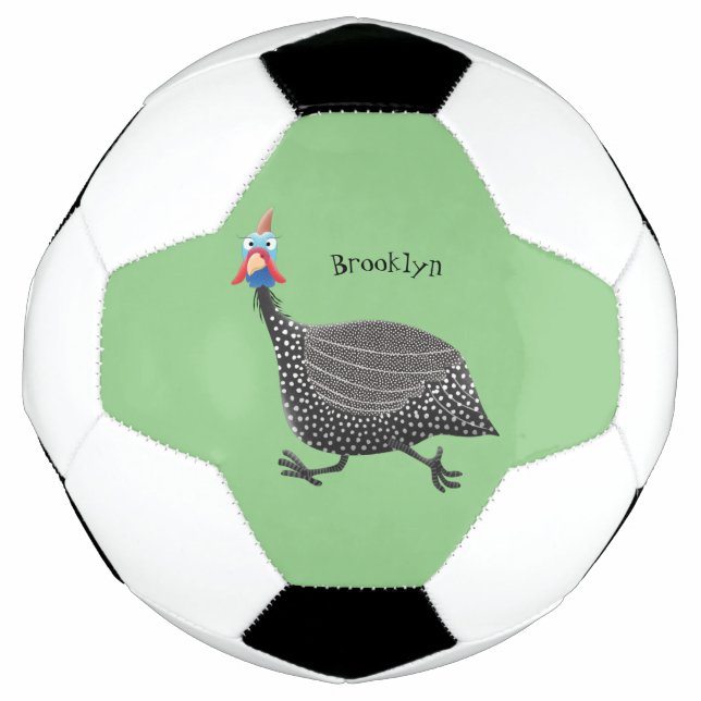 Funny Guineafowl bird cartoon illustration Soccer Ball (Front)