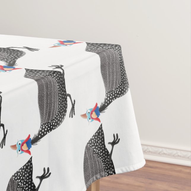 Funny Guineafowl bird cartoon illustration Tablecloth (In Situ)