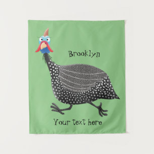 Funny Guineafowl bird cartoon illustration Tapestry