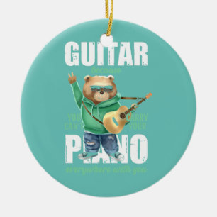 Funny Guitar Bear Because You Can't Carry Piano Ceramic Ornament